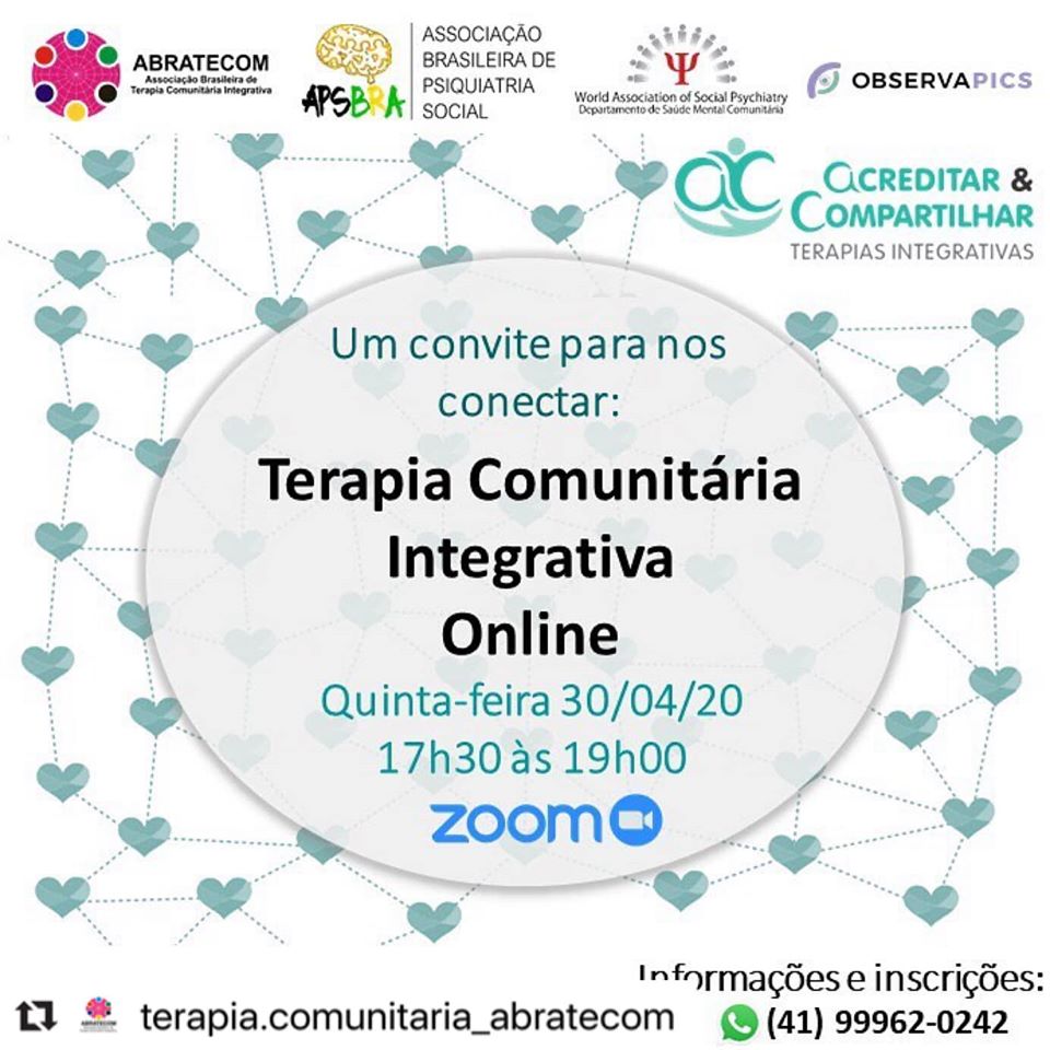 Terapia comunitária integrativa com rodas virtuais