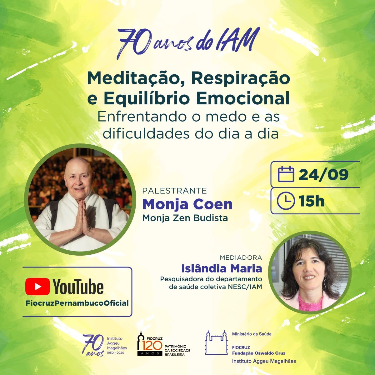 Monja Coen fala de meditação e equilíbrio emocional em live da Fiocruz Pernambuco