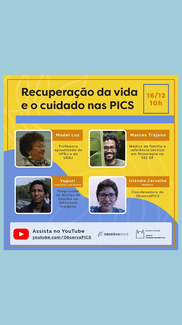 Live debate a recuperação da vida e o cuidado nas PICS