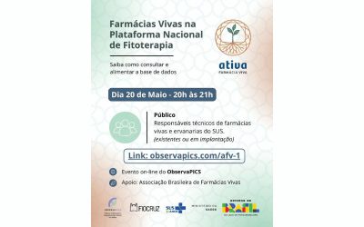 Encontro virtual com técnicos de farmácias vivas orienta como cadastrar serviço na Plataforma de Fitoterapia