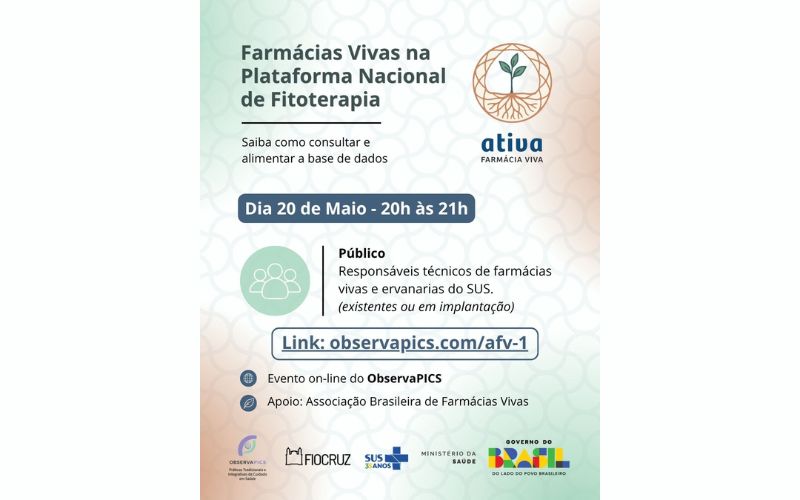 Encontro virtual com técnicos de farmácias vivas orienta como cadastrar serviço na Plataforma de Fitoterapia